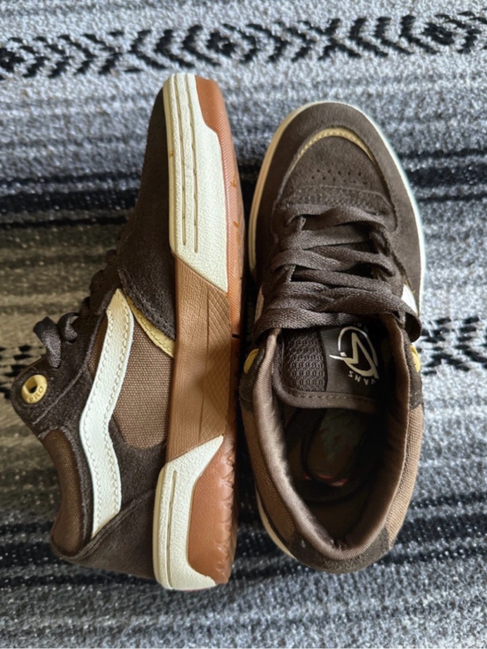 Vans Brown and Cream Low-Top Skate Sneakers